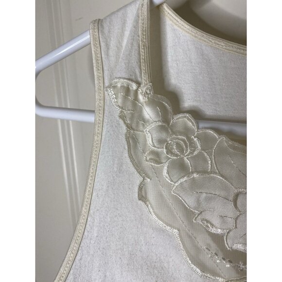 Vintage Ivory Embroidered Cami Tank Top Size M Made in USA - Picture 3 of 7